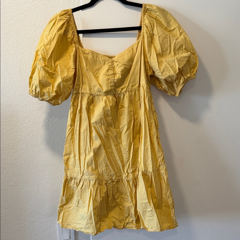 Billabong Mustard Puff Sleeve Mini Dress